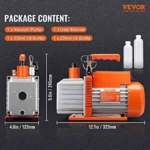 VEVOR 5 CFM Vacuum Pump Air Conditioning Vacuum Pump 2 Stage Rotary Vane HVAC - Image 7