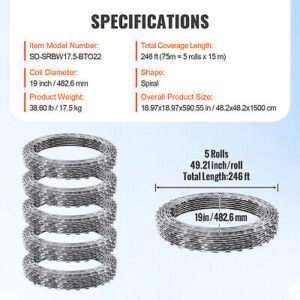Razor Wires Razor Barbed Wire 246ft 5 Rolls Razor Wire Fencing Razor Fence - Image 7