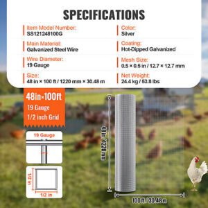 Hardware Cloth 1/2" 48in x 100ft 19 Ga Wire Mesh Roll Chicken Wire Fencing - Image 7
