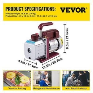 4.5 CFM Single-Stage Rotary Vacuum Pump HVAC/Auto AC 4.5CFM 1/3HP 1/4"ACME inlet - Image 7