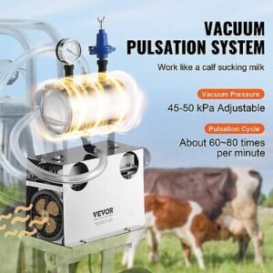VEVOR Electric Cow Milking Machine Milking Equipment 25L 304 Stainless Steel - Image 3