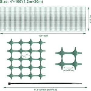 4 x 100FT Plastic Wire Mesh Fence Safety Snow Animal Barrier Fencing Netting - Image 3