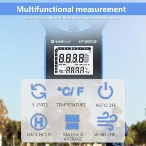 HoldPeak Handheld HVAC Anemometer, CFM Wind Speed Meter Air Flow Gauge Measuring - Image 7