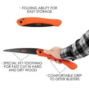 Folding Outdoor Garden X17 Pruning Metal Hand Saw, Orange, 15.5" - Image 2