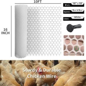 Plastic Chicken Wire Fencing Wire Mesh 16inc x 20 ft Poultry Black, White, Green - Image 3