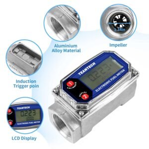 Digital Turbine Flow Meter Digital LCD Display with NPT Counter Gas Oil Fuel - Image 3