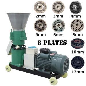 2,3,4,5,6,8,10,12mm Plates Animal Feed Pellet Mill Machine 220V 3Rollers 200kg/h