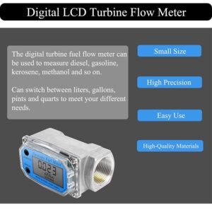 Turbine Digital Diesel Fuel Flow Meter Oval Gear Flow Gauge BSPT/NPT 1" 200L/Min - Image 2