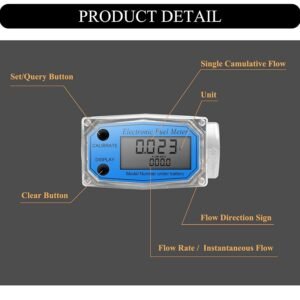 Turbine Digital Diesel Fuel Flow Meter Oval Gear Flow Gauge BSPT/NPT 1" 200L/Min - Image 4