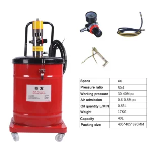 YYHC High Pressure Pneumatic Grease Pump 40L Air Operated Bucket Grease Pump Auto Grease Pump Pneumatic Lubricator Gun - Image 2