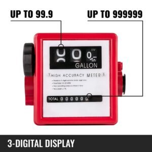 GPM Mechanical Fuel Flow Meter 3-Digital Fuel Transfer Meter 50 PSI - Image 15