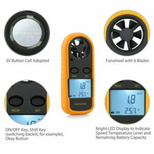 Digital Anemometer Air Flow Meter LCD Wind Speed Gauge Handheld Thermometer - Image 8